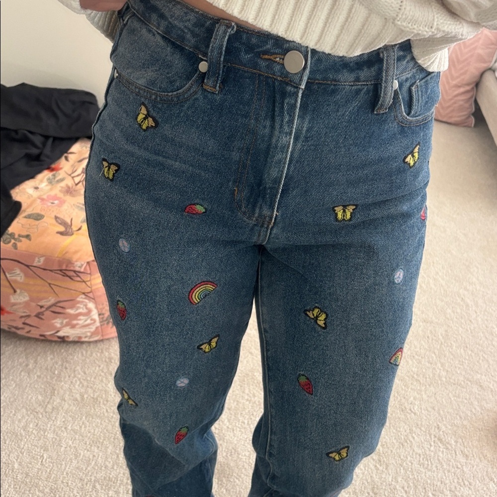 BP Blue Jeans with Colorful Embroidery - Picture 2 of 2
